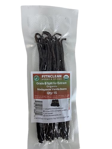 15 Organic Split Madagascar Vanilla Beans Grade B| 5"-7" For Extract by FITNCLEAN VANILLA| Bourbon NON-GMO Pods - Image 2