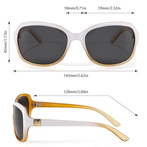 Image of SIPHEW Polarized Sunglasses for Women | Vintage Square Sunglasses w UV400 Protection | Womens Wraparound Shade