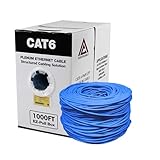 CAT6 Plenum 1000FT 550MHz 23AWG Solid Network Cable UTP Blue