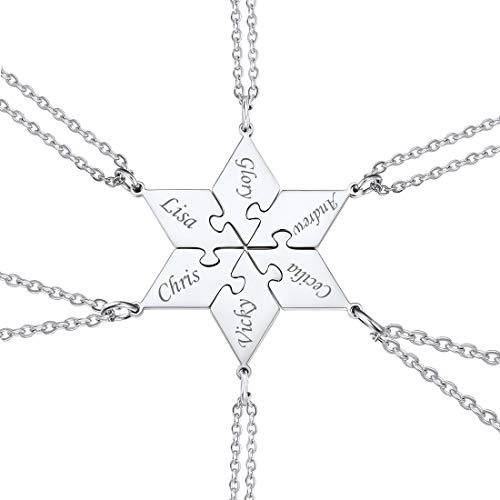 Collier pour 6 meilleure amie U7 en acier inoxydable pour look quotidien