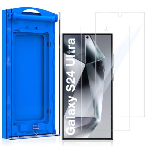 2 Pack HD Screen Protector for Samsung Galaxy S24 Ultra, High Definition Clarity Protective Film, 100% Fingerprint Unlock, 9h+ Tempered Glass, Automatic Dust Removal,Sensitive Touch Ultra-thin Design