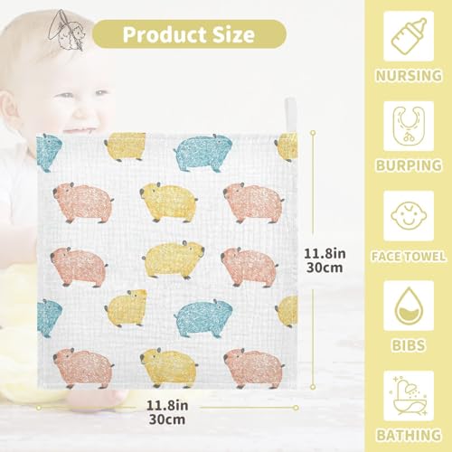 vvfelixl Baby Muslin Washcloths Outline Water Rat Baby Burp Cloths Cotton Babys Face Towel for Newborn Infants Boys Girls Soft and Absorbent 11.8 X 11.8 in, 3 Pack4