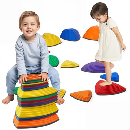 Image of VEVOR Balance Stepping Stones for Kids, 12 PCS, Up to 220 lbs, Non-Slip Toddlers Sensory Stepping Stones, Obstacle Course Coordination Game Toys Indoor or Outdoor Play for Children Aged 3 4 5 6 7 8+