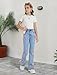 oyyniis Jeans for Tween Girls with Bow Decor Cute Flare Leg High Waist Denim Pants Y2K Fashion Preppy Clothes Blue