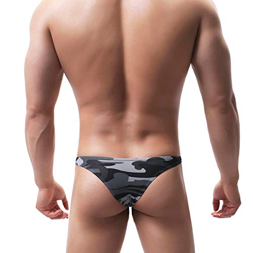 Yoobng Men Mini Bikini Briefs Breathable Camo Pattern Slim Lightweight Mesh Thin Underwear Exercise Workout #TOP5