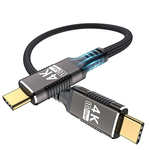 Image of 6inch Short Usb C Cable 0.5FT Compatible With Thunderbolt 3,Usb C 3.1 Gen 1 Cable 10Gbps Data Transfer,4K@60Hz /2K@120Hz Video Output Monitor Cord,Type-C Nylon Braided PD3.0 100W Fast Charging