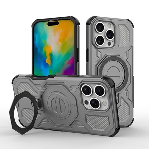 Coque iPhone 17 gris silicone rigide avec anneau magnétique intégré