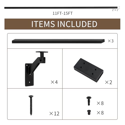 14FT Matte Black Handrails Kit for Indoor Outdoor Stairs，Modern Aluminum Handrail Set,2" X1" Grab bar,Adjustable 304 Stainless Steel Brackets Included，Rust Free by QDMXJF - Image 5