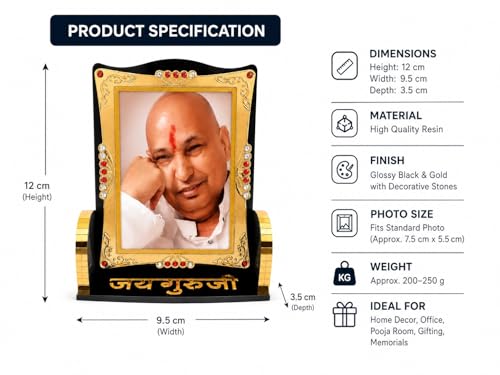 Image of Guru Ji CAR SWAROOP Dashboard Shukrana Guru Ji Home Decor,Office Table (Guruji Face) Desktop and Workplace (Off Black)