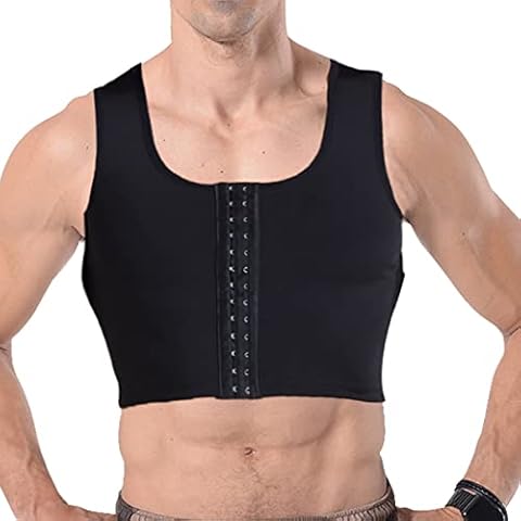 Men Compression Shirt Chest Body Shaper Hide Gynecomastia Moobs Slimming Vest Back Correction Girdle Belt Posture Cover