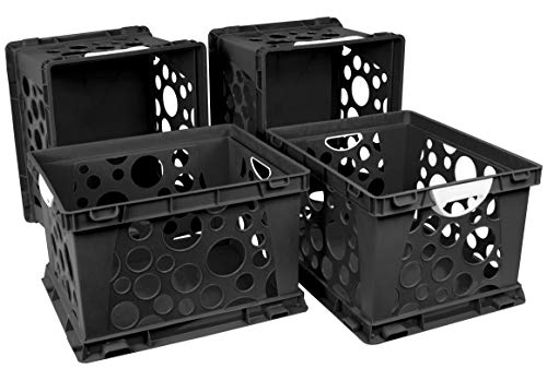 Storex Premium File Crate with Handles – Letter and Legal Document and Folder Storage, Black, 3-Pack (61546A03C) by Storex - Used condition - US$29.90