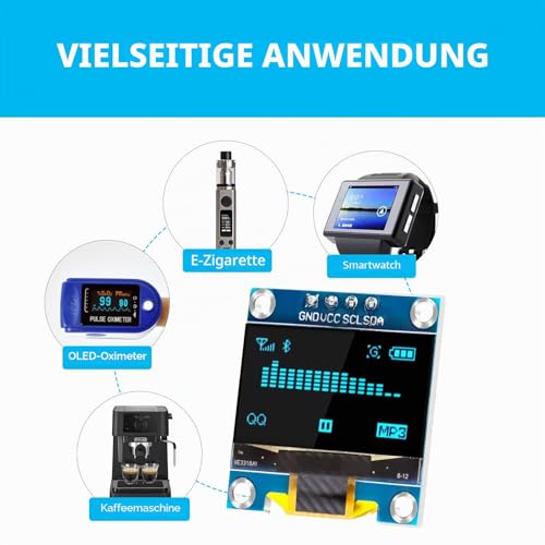 APKLVSR 3PCS 0,96 Zoll OLED Display I2C 128 x 64 Pixel I2C Bildschirm Anzeigemodul,0,96 Zoll OLED Display I2C IIC-Bildschirm Anzeigemodul kompatibel mit Arduino Raspberry Pi (Weiß)