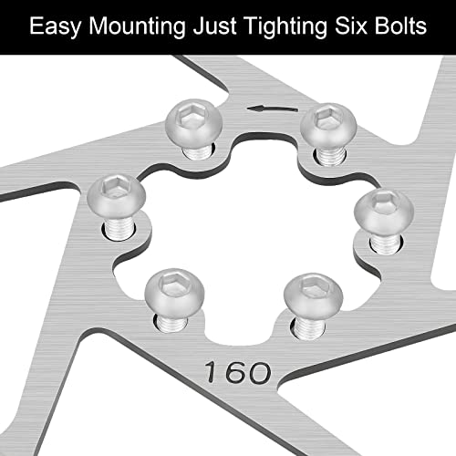 image for FITTOO Bicycle Bike Disc Brake Rotor, 160mm Stainless Steel Bicycle Ro