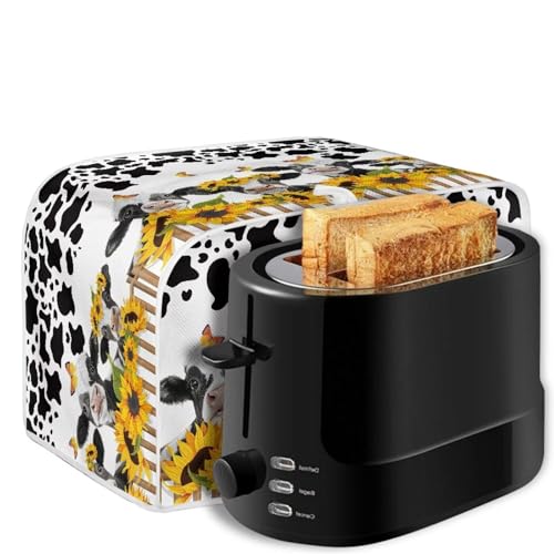 Image of 2 Slice Toaster Bread Machine Cover Kitchen Small Appliance Toaster Oven Dust Cover Dust Protection Universal Size Sunflower Cow Print