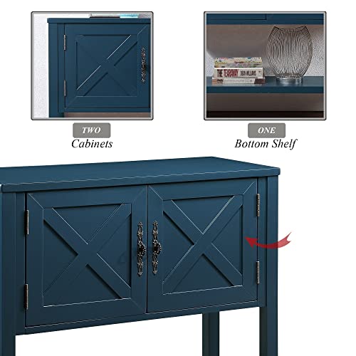 Polibi Wood Buffet Sideboard,Farmhouse Console Table Storage Cabinet With Bottom Shelf And 2-Door Cabinet, For Living Room, Entryway,Kitchen Dining Room Furniture(Navy Blue) #TOP3
