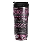 Tazas de café con patrón plateado y magenta, taza térmica de viaje con tapas, taza de café de plástico de doble pared, taza de café reutilizable para viajes