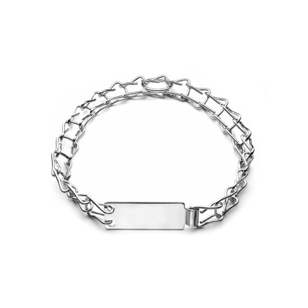 Collare Per Cani In Acciaio Nichelato - Maglia A Scaletta 50cm Con Targhetta Incidibile - Foto 12