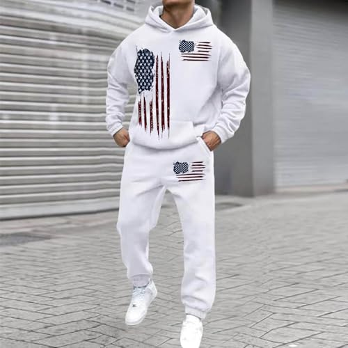 Ensemble décontracté avec capuche imprimé 3D homme blanc taille L