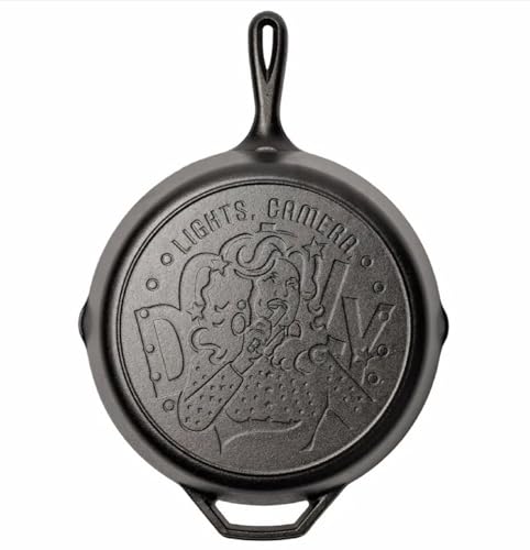Lodge 12 Inch Dolly Parton "Lights, Camera, Dolly" Cast Iron Skillet – Special Edition, Made in USA, Naturally Seasoned, Oven Safe, Grill & Campfire Ready
