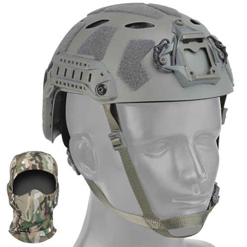 Airsoft Tactical Helmet - Lightweight Protective Gear with Headset Groove, NVG Mount & Side Rails for Paintball & CS Games(Gray)