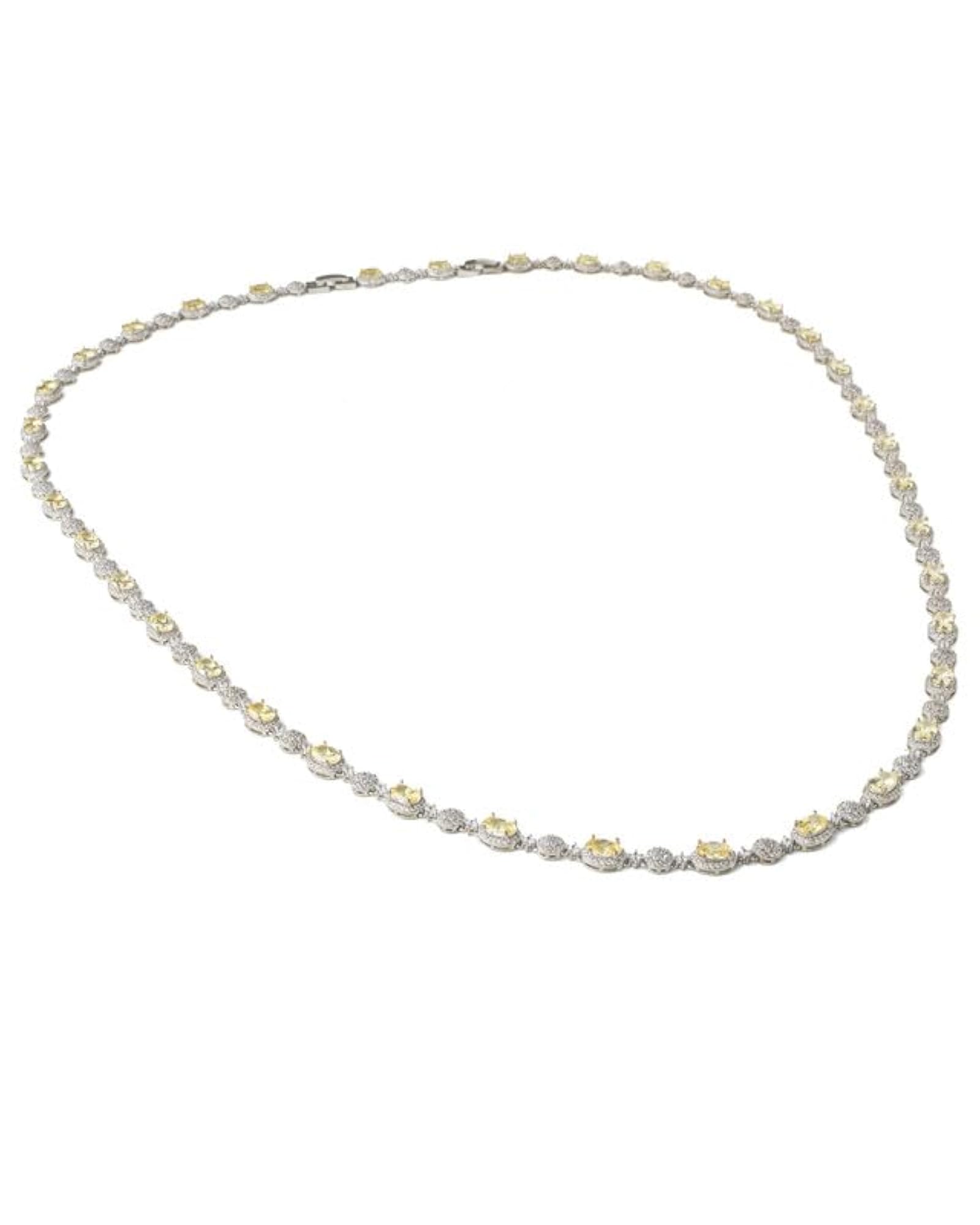 Women's Sparkling White and Yellow Stones Short Necklace, Gift