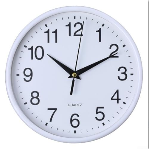 FACULX Reloj de pared redondo minimalista para sala de estar, dormitorio y oficina en casa, pantalla digital de 20 cm con lectura clara de la hora (blanco)