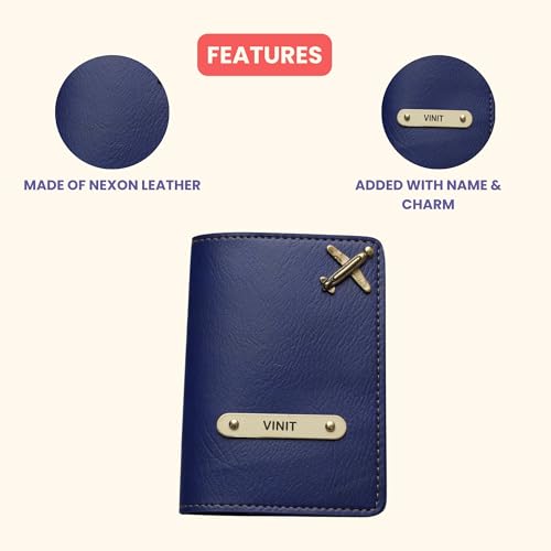 Image of YOUR GIFT STUDIO Customized Passport Holder | Personalised Passport Cover Wedding Anniversary Marriage Gifts for Couple Friend Husband Wife (Blue)