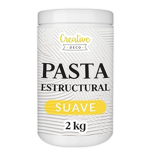 Creative Deco Pasta Estructural de Textura Suave 2 kg | Pasta Blanca para Proyectos Artísticos para Pintura Acrílica | Fácil de Usar con Espátula para Crear Efectos 3D, Estructuras, Texturas
