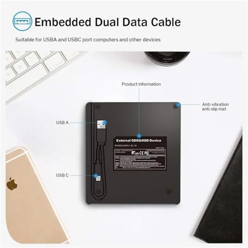 Reproductor y grabador de DVD externo con ranuras SD y TF para PC o portátil de escritorio 7