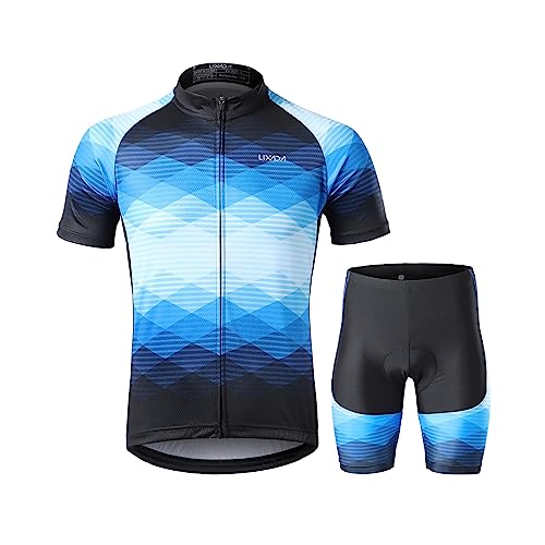 Lixada Men's Cycling Jersey Set Bicycle Short Sleeve Set MTB Bicycle Suit Quick-Dry Breathable Shirt Pants Set