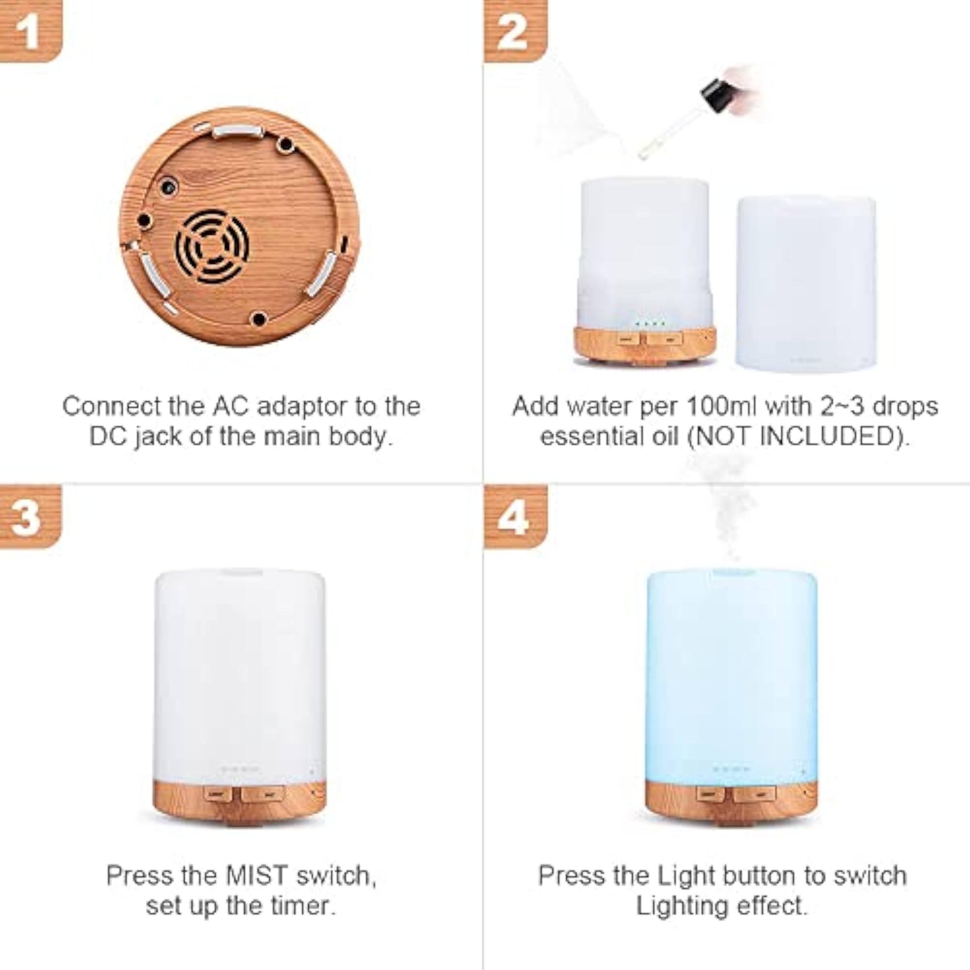 Essential Diffuser with LED Changing Light