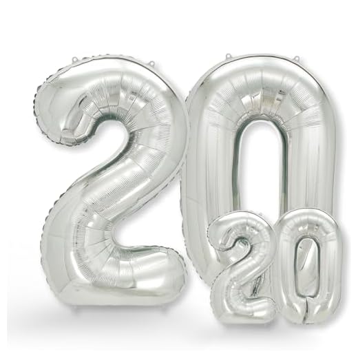 FUNXGO Globo Numero 20 Plateado -100cm + 40cm - Numero 20 Globo Cumpleaños años - Globo 20 Plateado - Número 20 Cumpleaños años Globo Plateado - Globo Numero 20 gigante - Decoracion 20 Cumpleaños años