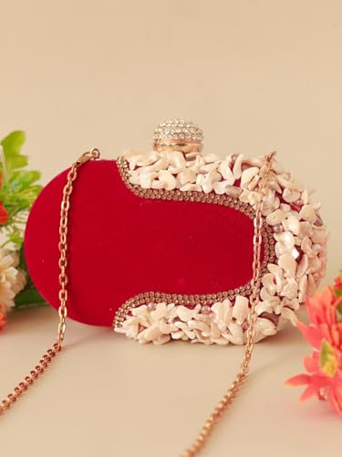 Image of THE TAN CLAN Dariya Sea Shells Hand Embroidered Clutch Purses for Women | Luxury Evening Clutch Bag for Ladies | Perfect for Party, Wedding, Gifting | Stylish Handbag