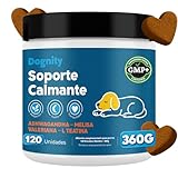 Dognity Suplemento Calmante Natural para Perros | con Valeriana, Triptófano, Ashwagandha, Magnesio y Melisa | Reduce Ansiedad, Estrés, Ladridos y Ansiedad por Separación | 120 Chuches Blandas