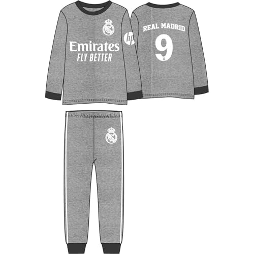 CERDÁ LIFE'S LITTLE MOMENTS Pijama Largo Single Jersey Real Madrid para Niños – Conjunto Oficial de Dormir Infantil Juego, Gray, 10 años (Pack de 2)