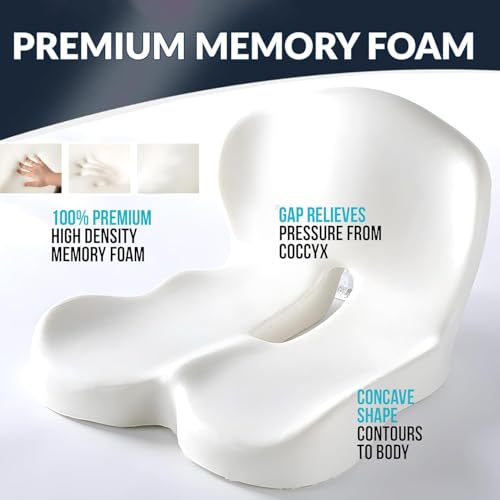 NEXCOZY Ergonomic L-Shaped Memory Foam Seat Cushion for Office Chair & Car Seat, Breathable Sitting Pad for Long Sitting Relief, Tailbone & Hip Support Cushion for Driving, Desk Chair, Wheelchair by NEXCOZY - Used condition - Image 5