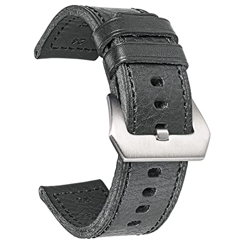 Hemsut Bracelet de montre en cuir véritable, Retro Vintage 20 22 24 26mm Bracelet de montre en cuir de remplacement fait main pour hommes et femmes Cover