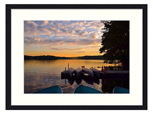 OiArt Wall Art Print Wood Framed Home Decor Picture Artwork(24x16 inch) - Canoes