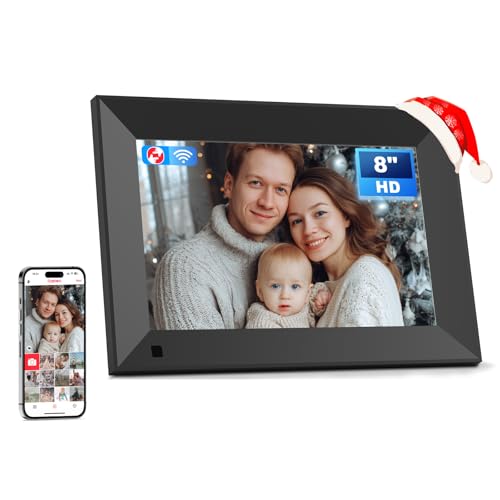 Arktronic Frameo 8 Inch Smart WiFi Digital Photo Frame with 1280x800 HD IPS Touchscreen, Frameo Digital Frame WiFi 16GB, Wall Mountable, Share Photo/Video via Apps, Email, Support USB/Mirco SD, Black