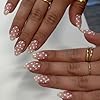 Polka Dot Press on Nails Short Almond Fake Nails Cute False Nails Press ons with White Dots Design Full Cover Stick on Nail for Women Manicure,Glossy | Reusable | Nail Sticky Tab | Easy Apply | 24Pcs