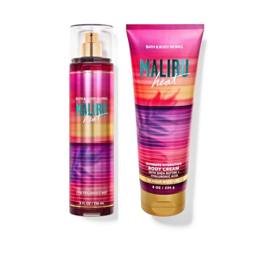 Bath & Body Malibu Heat Fine Fragrance Mist 8 fl. oz. and Body Cream 8 oz. Gift Set (Packaging Styles May Vary)