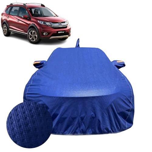 Image of Car Cover for Honda BRV (2016-2020) | 100% Waterproof Cover with Antenna & Reflective Mirror Pockets | Dustproof, Scratchproof, Heatproof Honda BRV Car Cover |Soft Cotton Lining| Blue