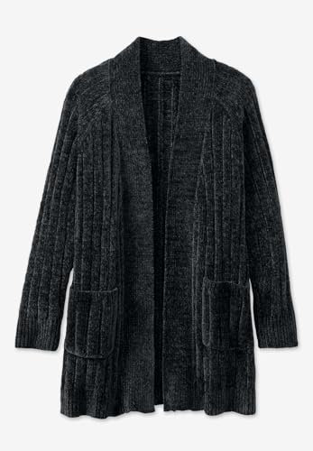 Woman Within Plus Size Open Front Chenille Cardigan3