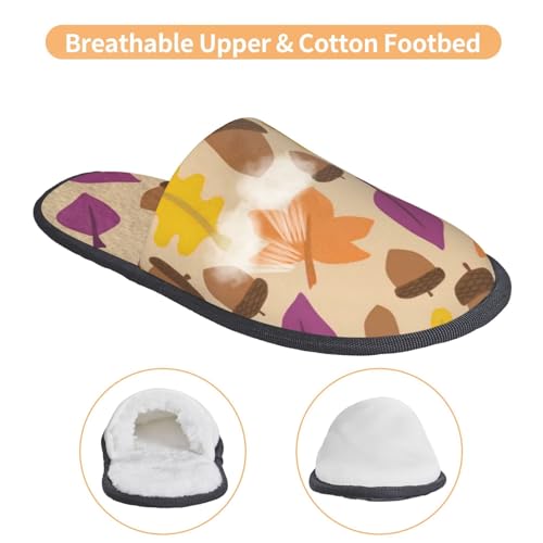 Acorn Autumn Fall Leaf Leaves Print House Slippers For Women And Men,Soft Slippers With Memory Foam,Non-Slip Indoor Home Shoes3