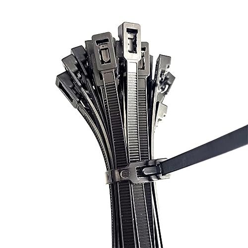 Donboly 100 pezzi Fascette Plastica per Cablaggio, Fascette Riutilizzabili, Nylon Cavi Stringicavo Fascette Elettricista,Resistenza alla rottura 22 kg (Nero, 5 * 200mm)