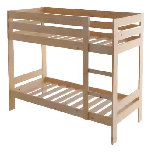 La Mejor Lista de Literas Coppel - solo los mejores. 50 SHOPMALL Cama Litera Individual 100% Madera Sólida Desarmable – Reforzada Soporta 400kg – 198x110x160 cm – con Barandal de Seguridad – Ideal para Niños y Adultos