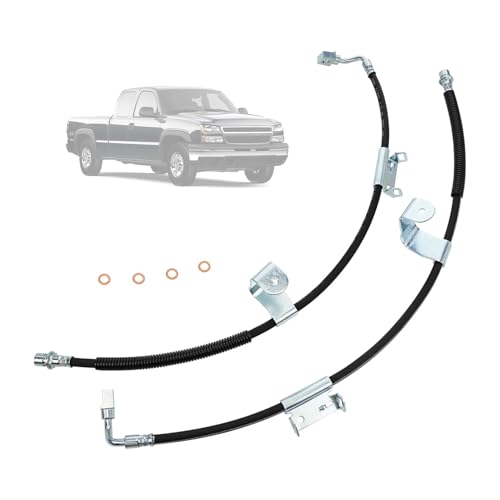 18J4317 & 18J4316 Front Passenger & Driver Side Brake Hydraulic Hose for Chevy Silverado 1500 2500 3500 | GMC Sierra 1500 2500 3500 | Hummer H2, Replaces 19264765, 19264764