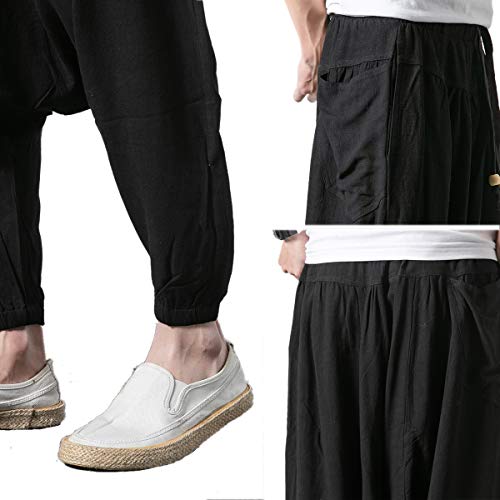 Seidarise Men's Drop Crotch Pants, Harem Pants, Genie Pants Plus Size Harem Jogge Balloon Yoga Black #TOP6