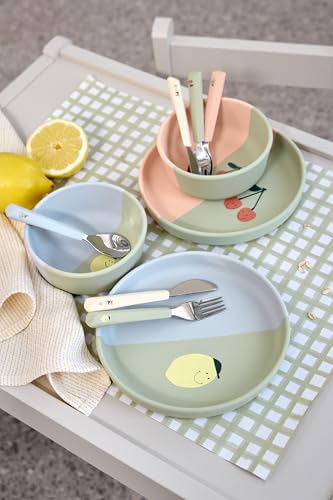 Miniatura 4 de Lässig Juego De Cubiertos Para Niños Tenedor, Cuchara Y Cuchillo De 3 Piezas Mango De Silicona De Acero Inoxidable Cutlery With Silicone Handle Happy Fruits Cherry