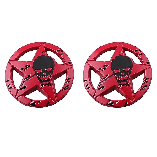 Image of Star Skull Emblem for Car Windows, Trucks, Hood, Laptops Car Decoration (Red)